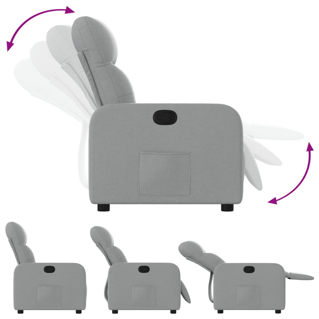 Fauteuil verstelbaar stof lichtgrijs