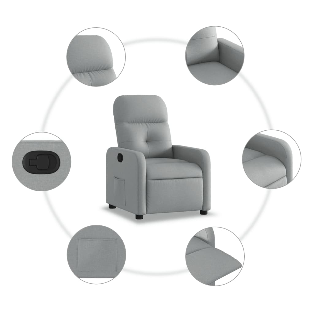 Fauteuil verstelbaar stof lichtgrijs