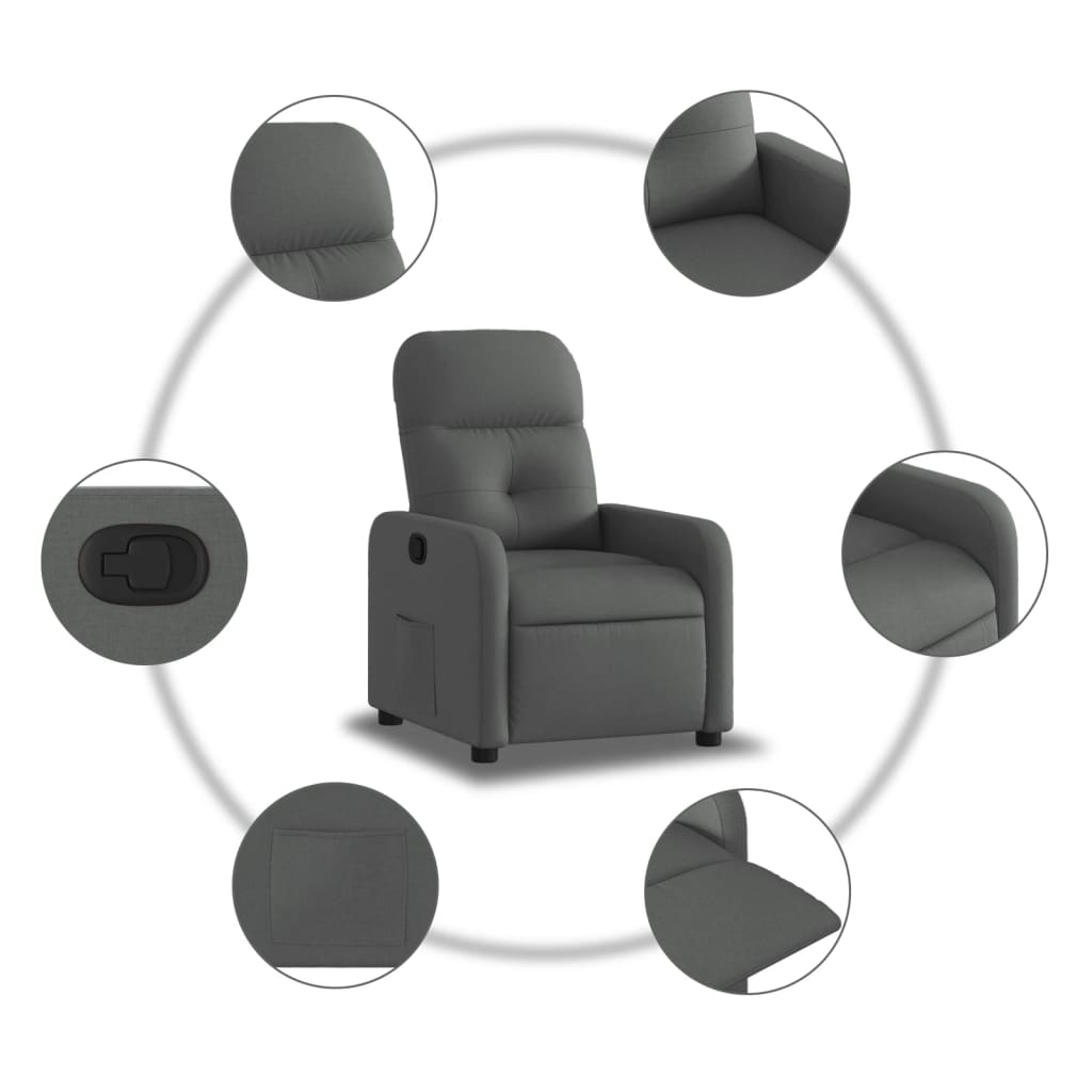 Fauteuil verstelbaar stof donkergrijs