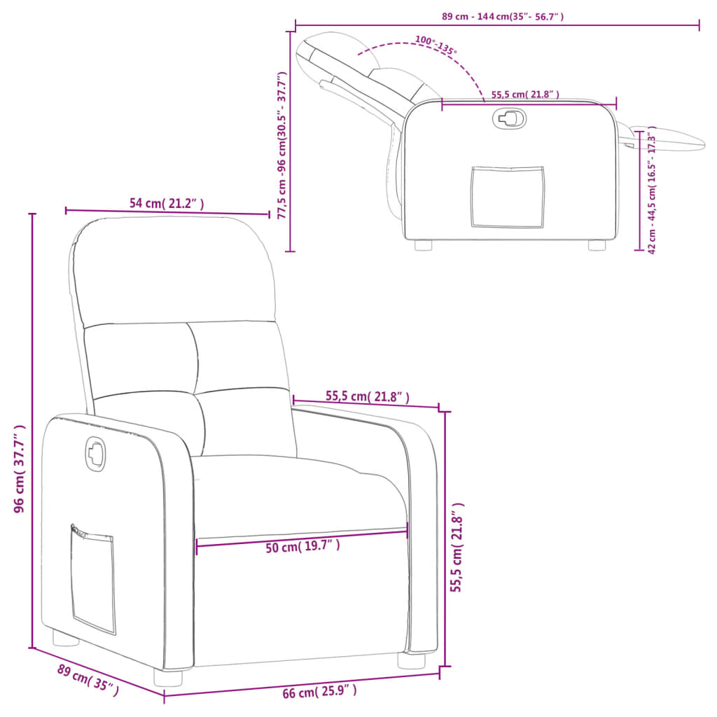 Fauteuil verstelbaar stof donkergrijs
