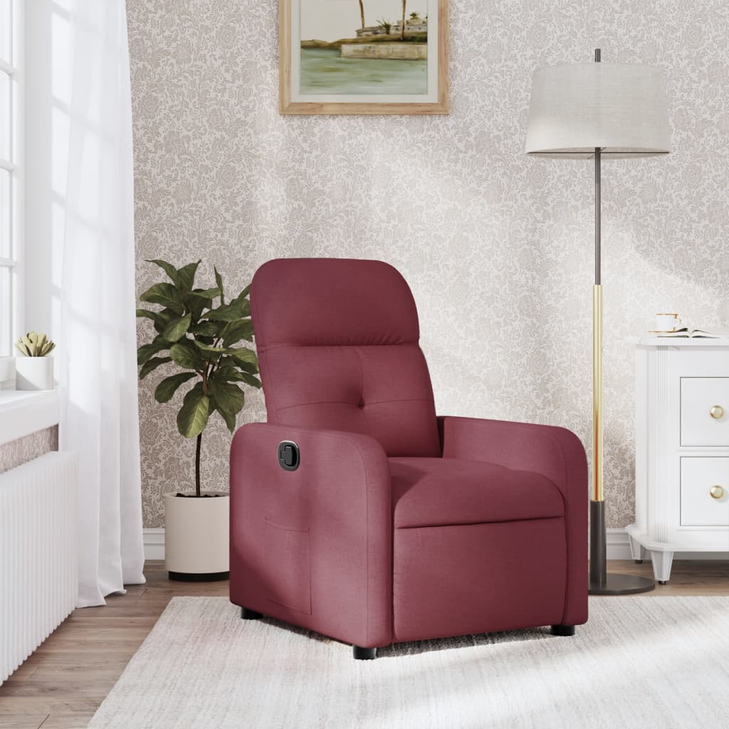 Fauteuil verstelbaar stof wijnrood