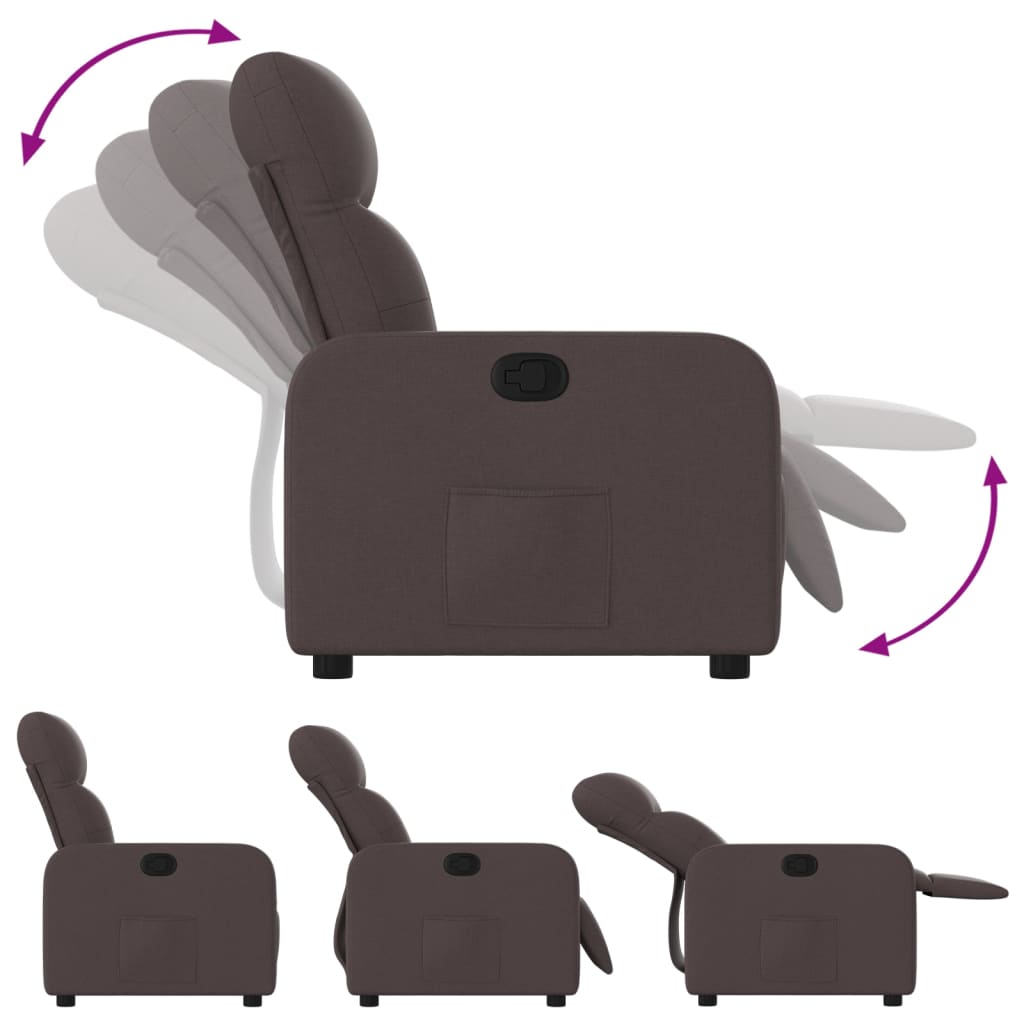 Fauteuil verstelbaar stof donkerbruin