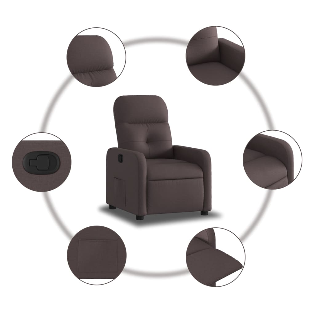 Fauteuil verstelbaar stof donkerbruin