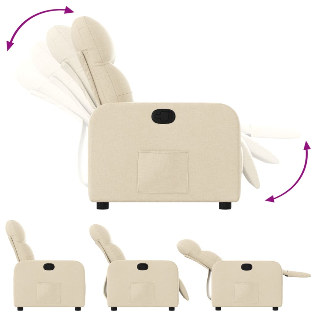 Fauteuil verstelbaar stof crèmekleurig