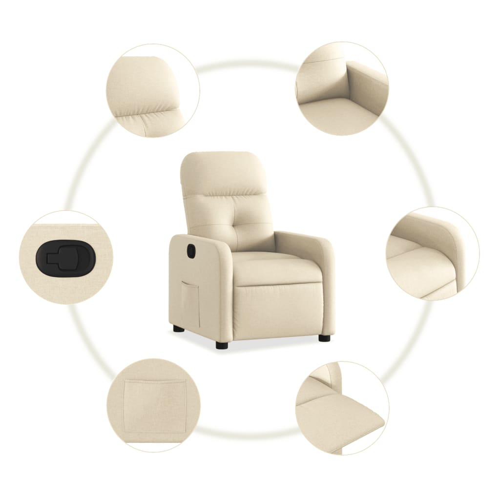Fauteuil verstelbaar stof crèmekleurig