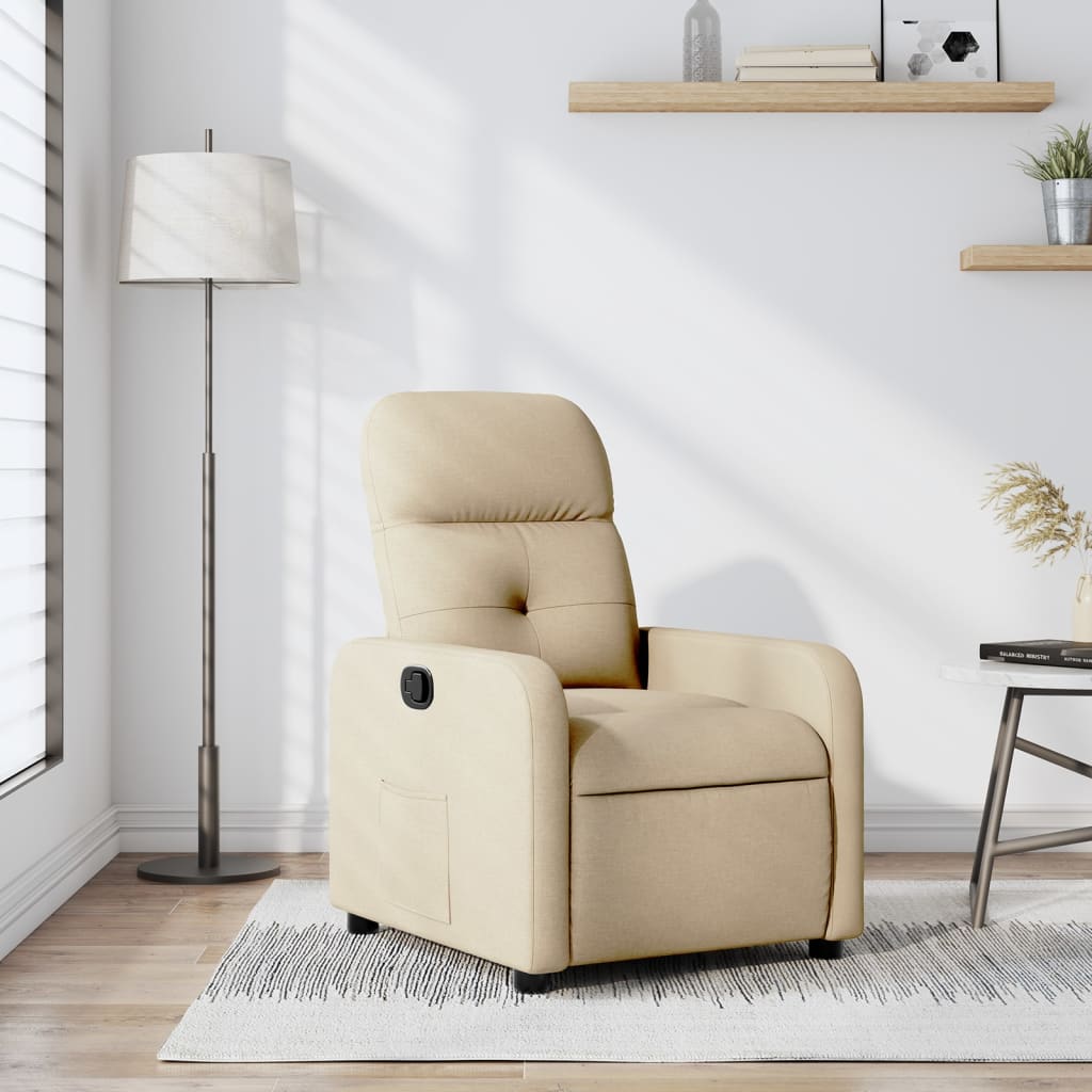 Fauteuil verstelbaar stof crèmekleurig