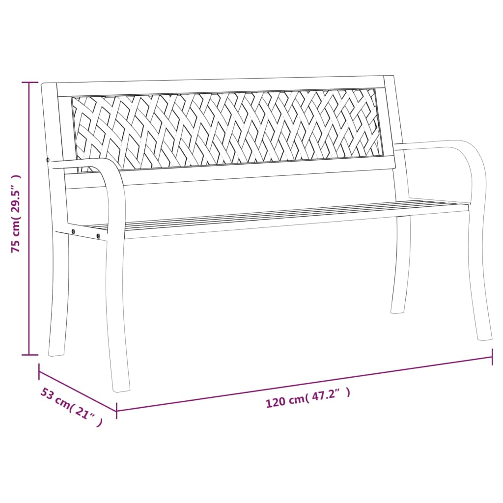 Tuinbank 120 cm staal zwart