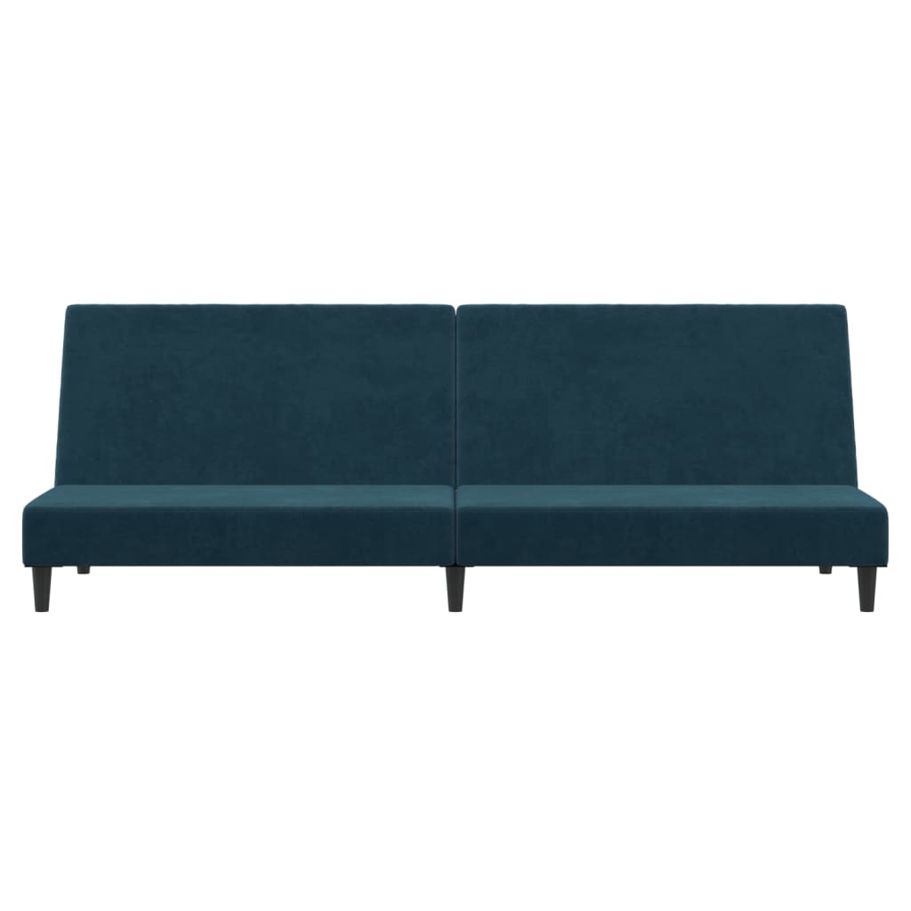 Slaapbank 2-zits fluweel blauw