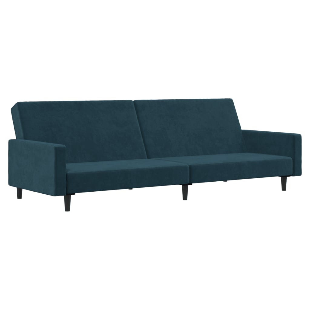 Slaapbank 2-zits fluweel blauw