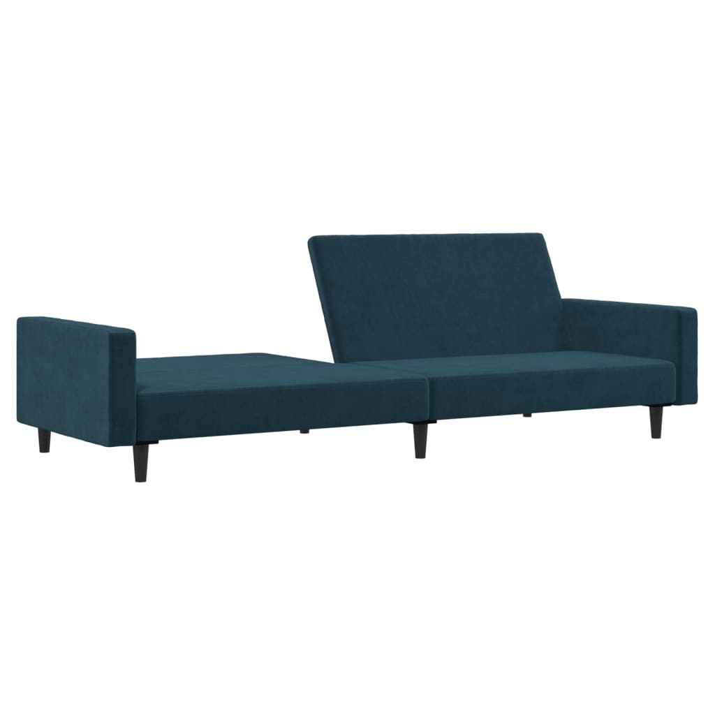 Slaapbank 2-zits fluweel blauw