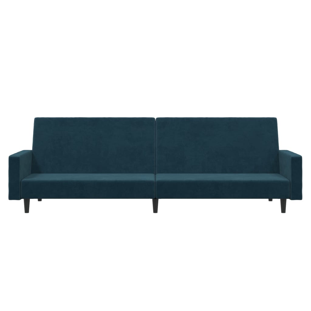 Slaapbank 2-zits fluweel blauw