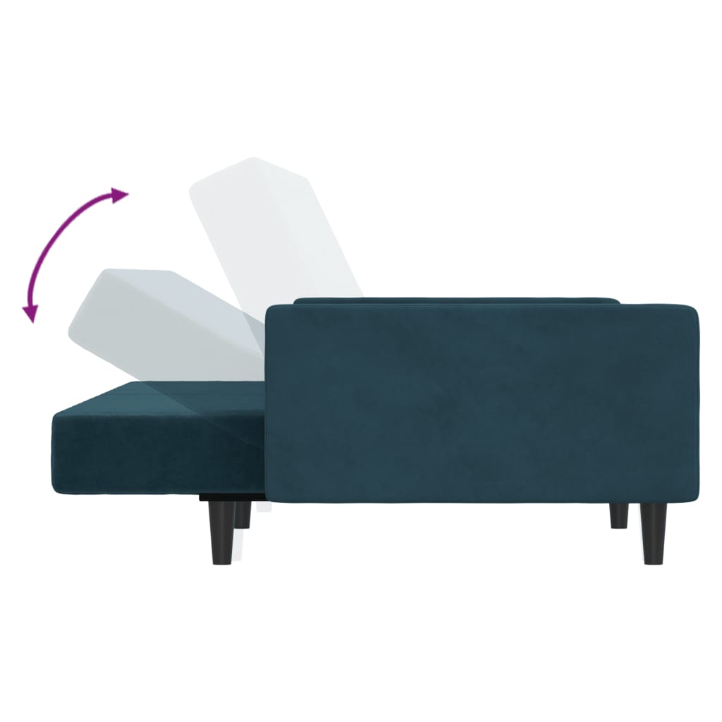 Slaapbank 2-zits fluweel blauw