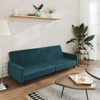 Slaapbank 2-zits fluweel blauw