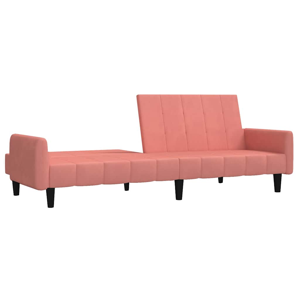 Slaapbank 2-zits fluweel roze