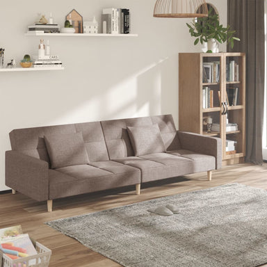 Slaapbank 2-zits met 2 kussens stof taupe