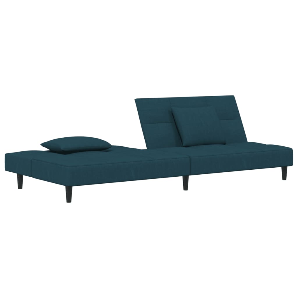 Slaapbank 2-zits met 2 kussens fluweel blauw