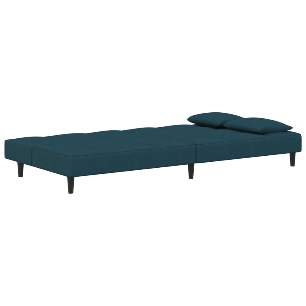 Slaapbank 2-zits met 2 kussens fluweel blauw