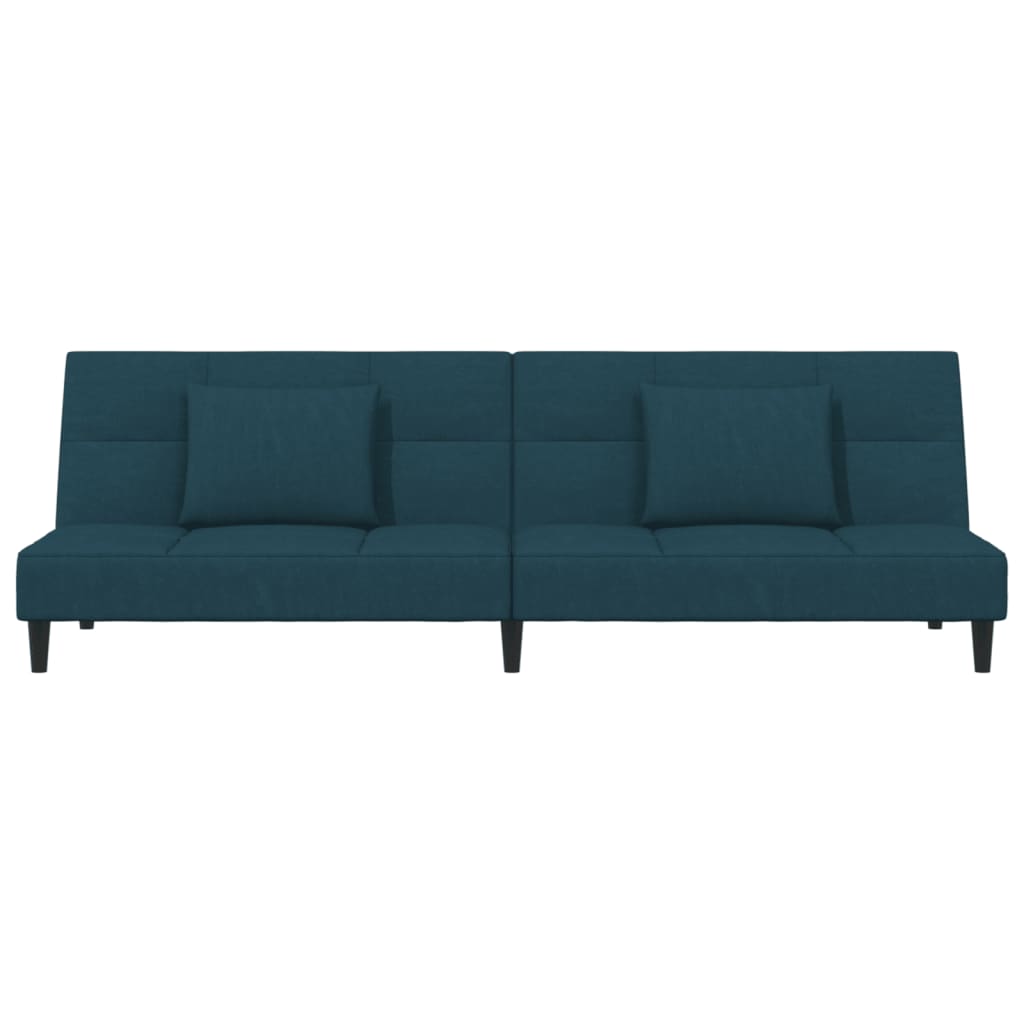Slaapbank 2-zits met 2 kussens fluweel blauw