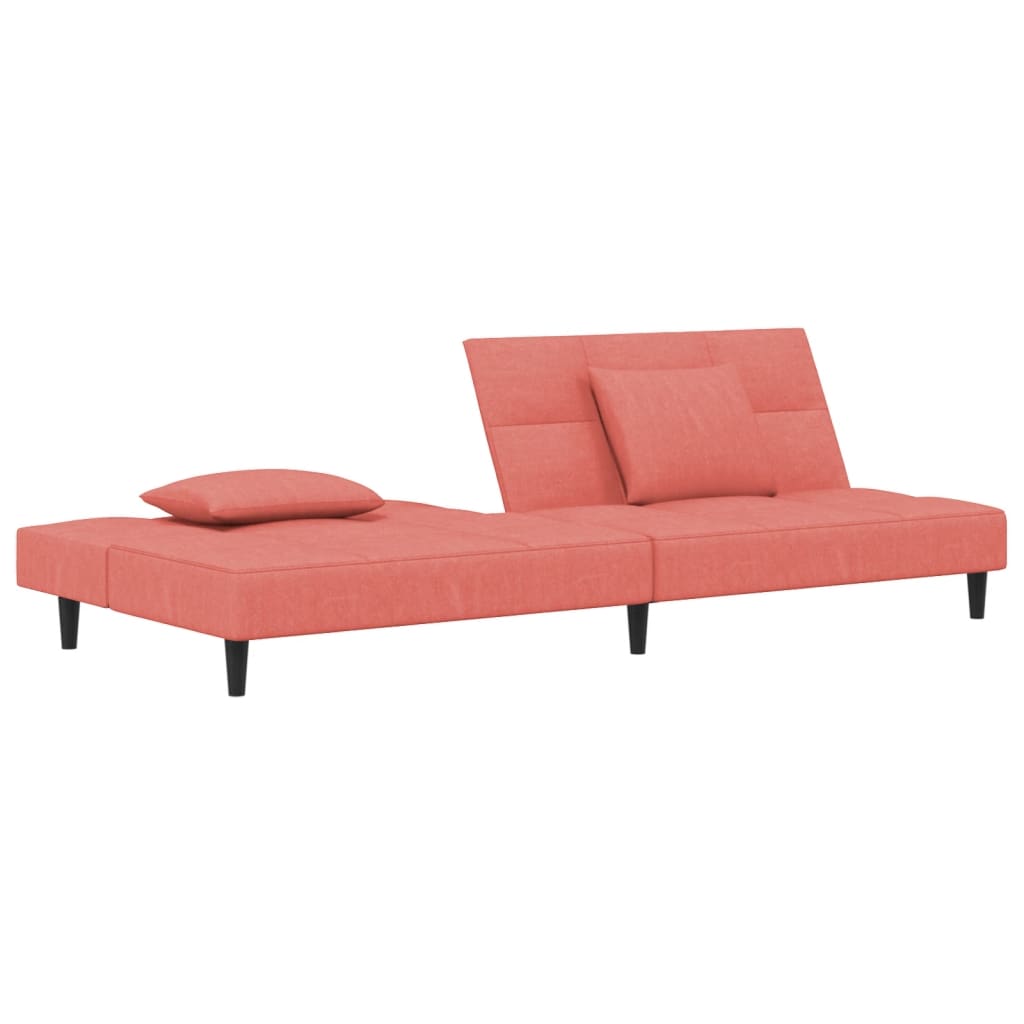 Slaapbank 2-zits met 2 kussens fluweel roze