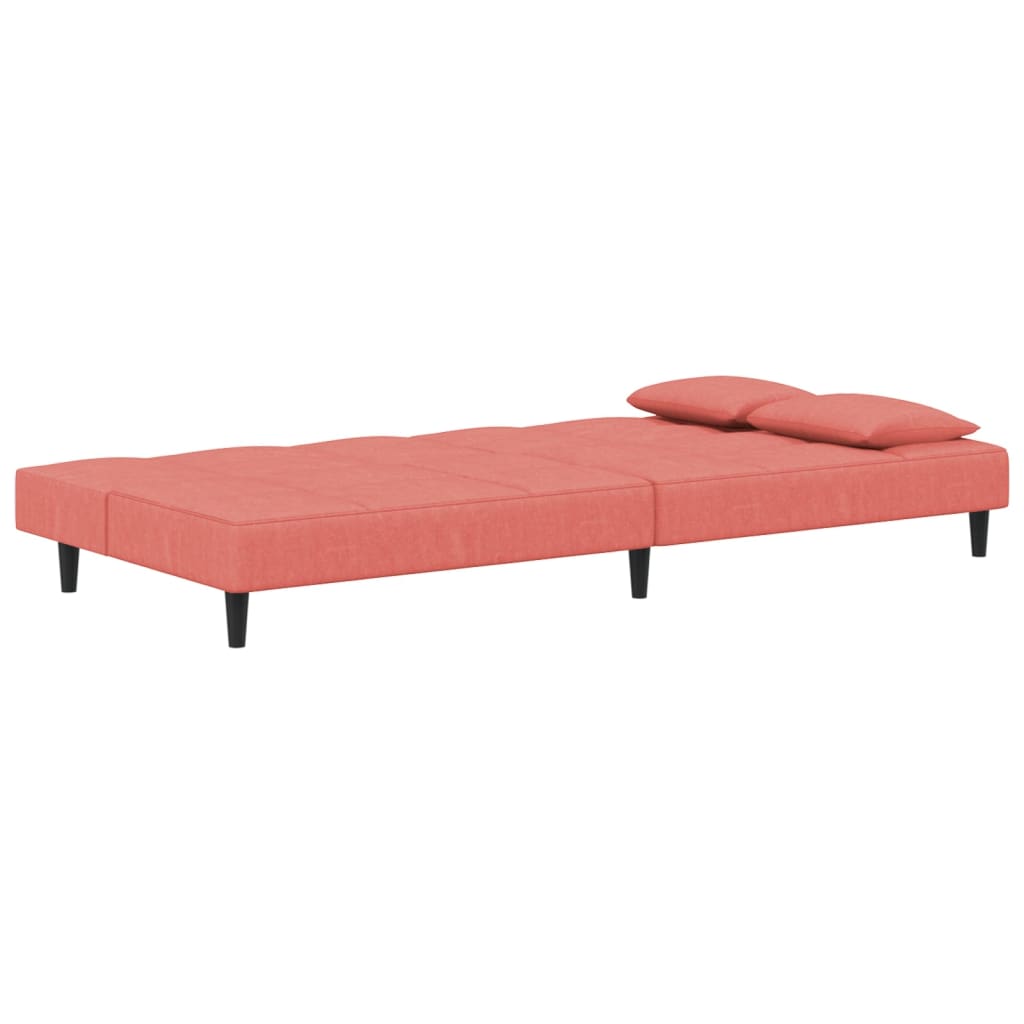 Slaapbank 2-zits met 2 kussens fluweel roze