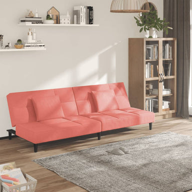 Slaapbank 2-zits met 2 kussens fluweel roze