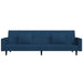 Slaapbank 2-zits met 2 kussens fluweel blauw