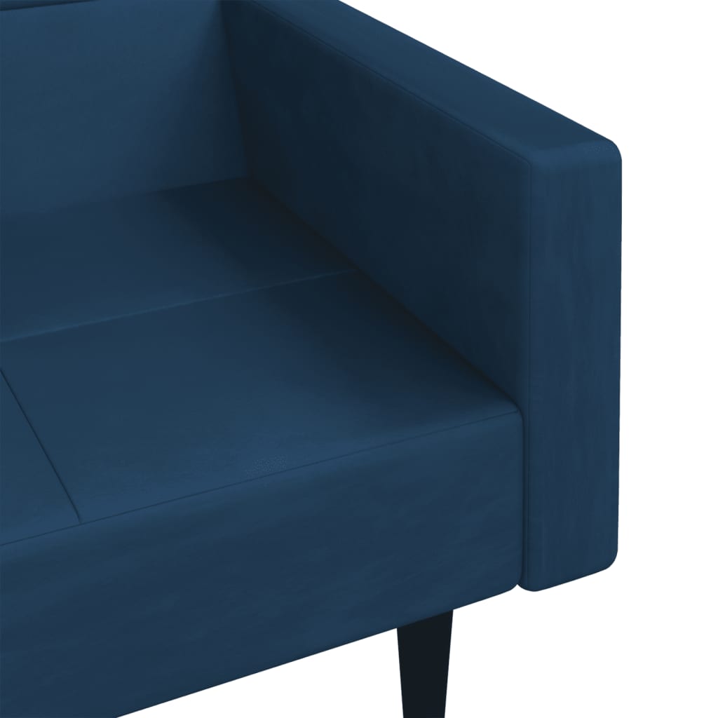 Slaapbank 2-zits met 2 kussens fluweel blauw