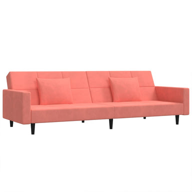 Slaapbank 2-zits met 2 kussens fluweel roze
