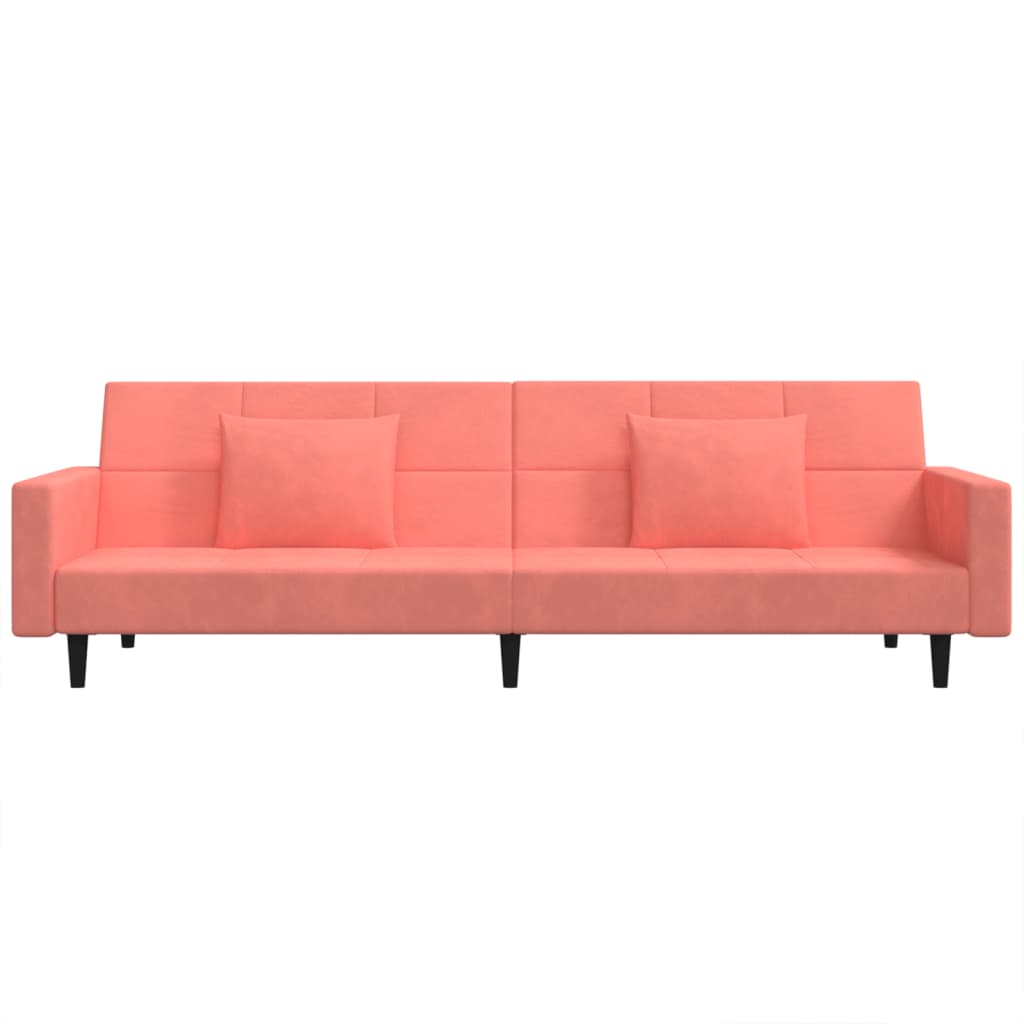 Slaapbank 2-zits met 2 kussens fluweel roze