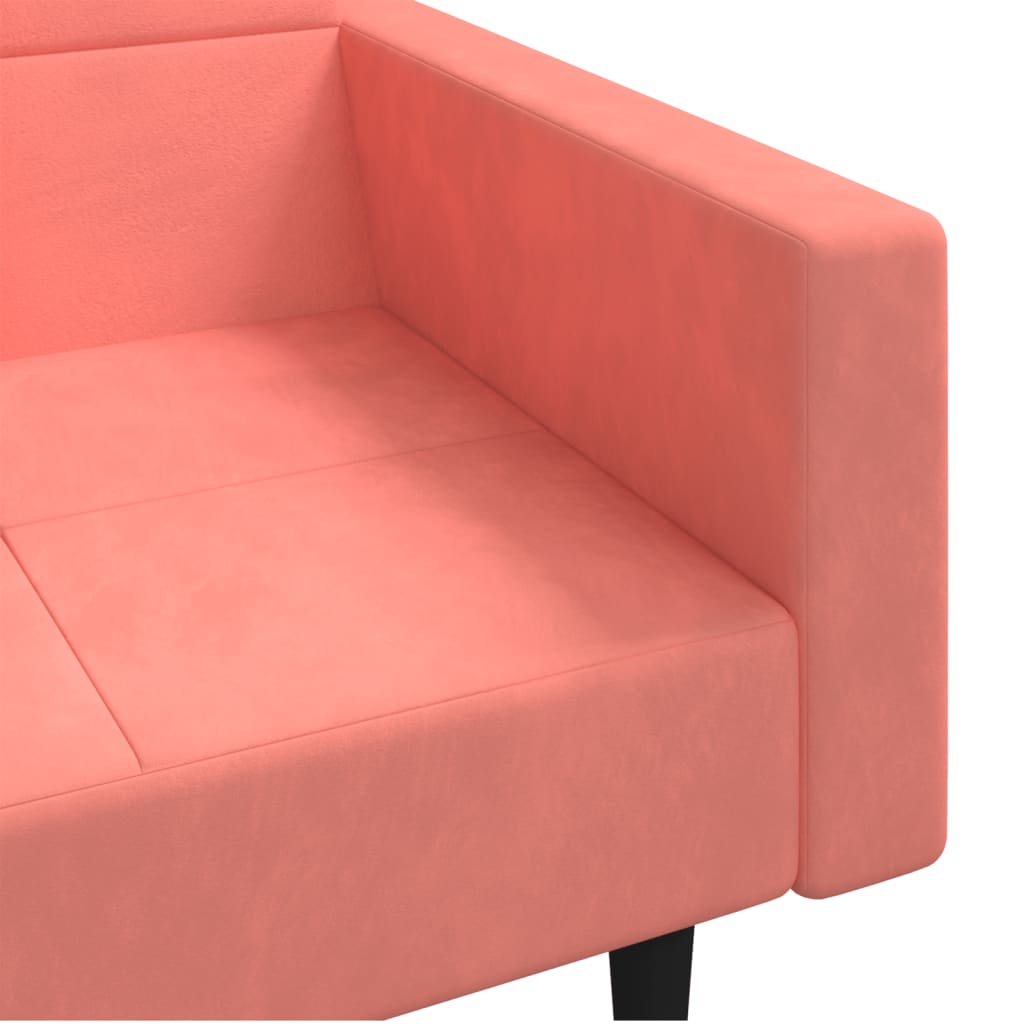Slaapbank 2-zits met 2 kussens fluweel roze