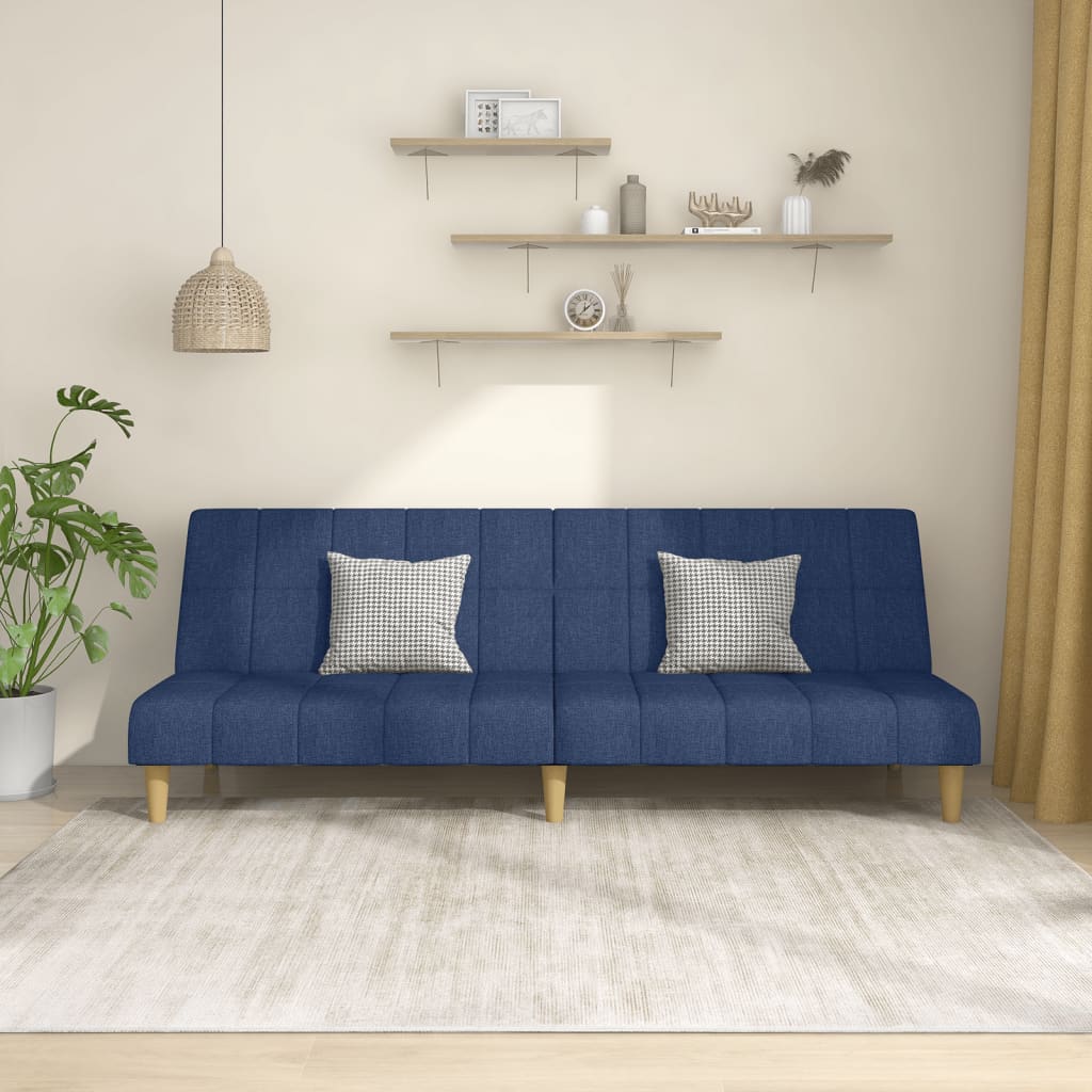Slaapbank 2-zits stof blauw