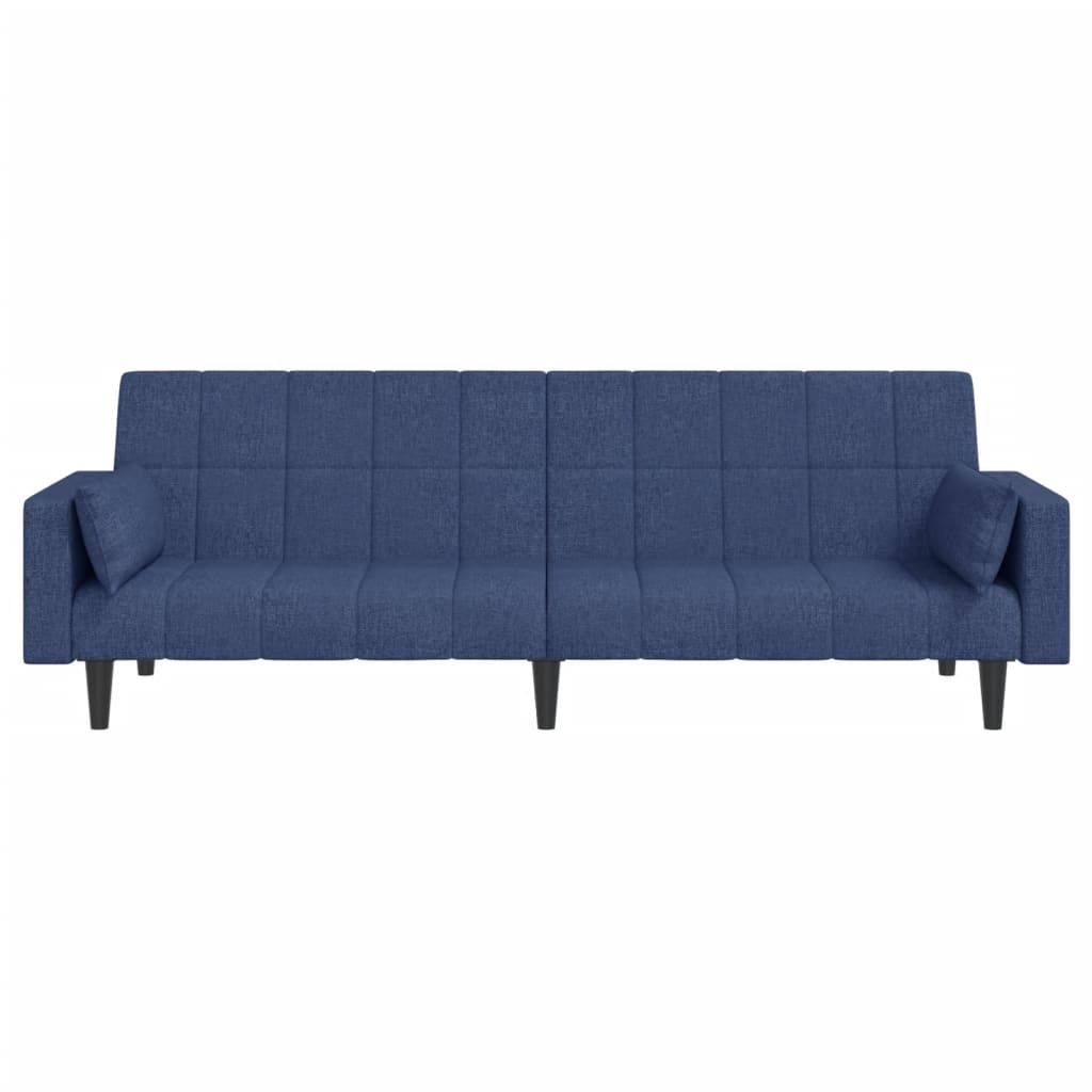 Slaapbank 2-zits met 2 kussens stof blauw