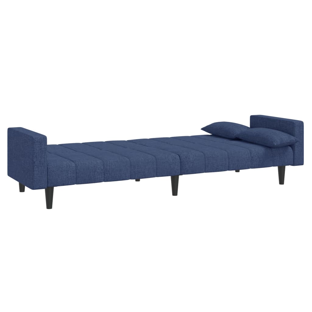 Slaapbank 2-zits met 2 kussens stof blauw