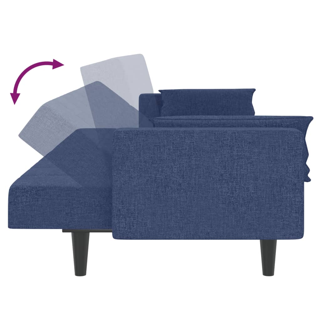 Slaapbank 2-zits met 2 kussens stof blauw