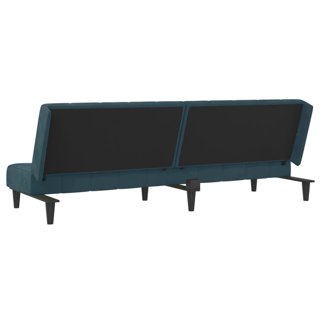 Slaapbank 2-zits fluweel blauw