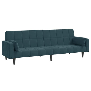 Slaapbank 2-zits met 2 kussens fluweel blauw