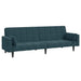 Slaapbank 2-zits met 2 kussens fluweel blauw