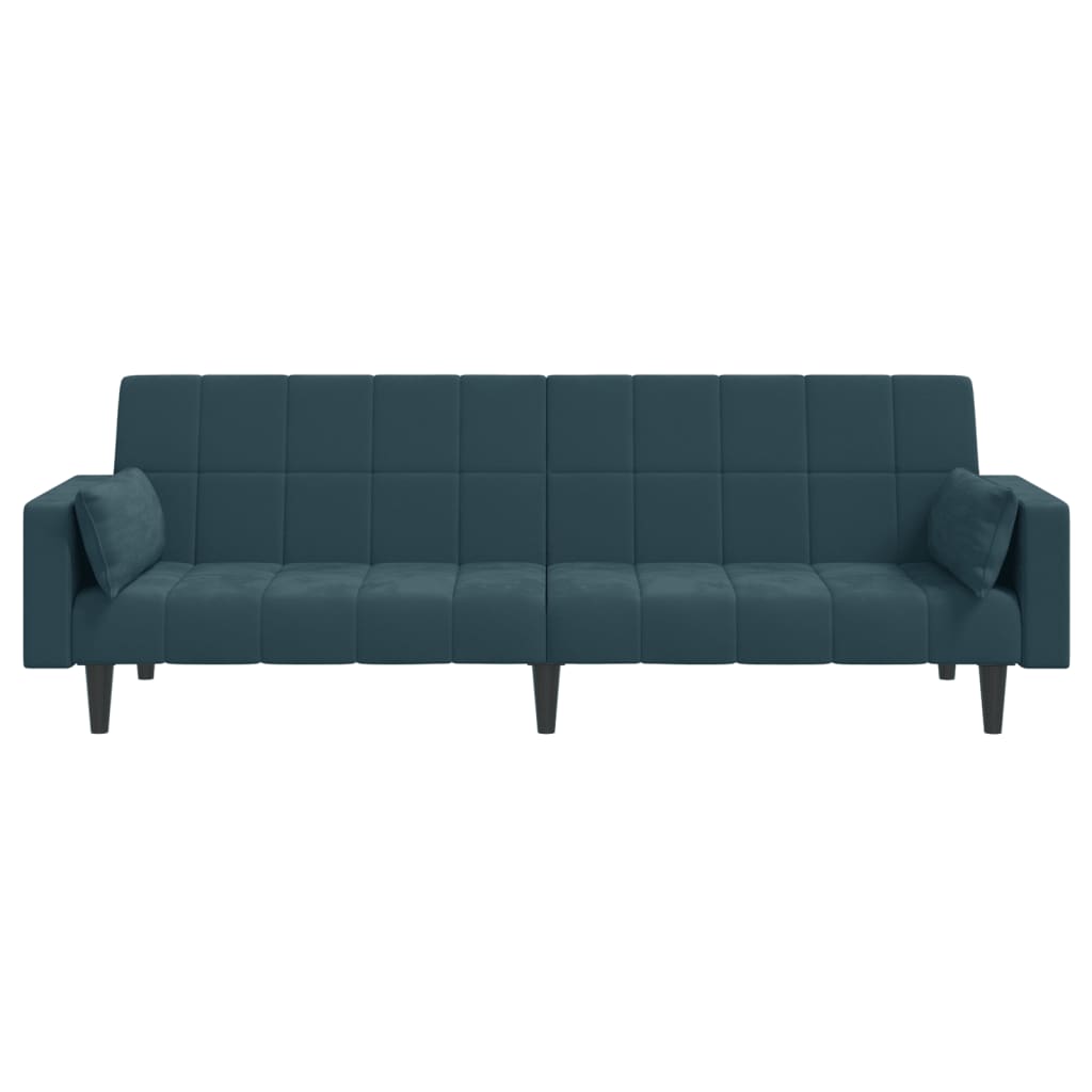 Slaapbank 2-zits met 2 kussens fluweel blauw