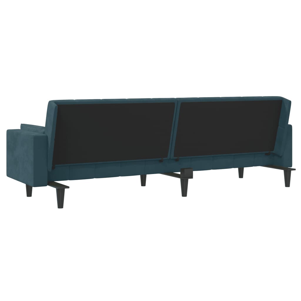 Slaapbank 2-zits met 2 kussens fluweel blauw