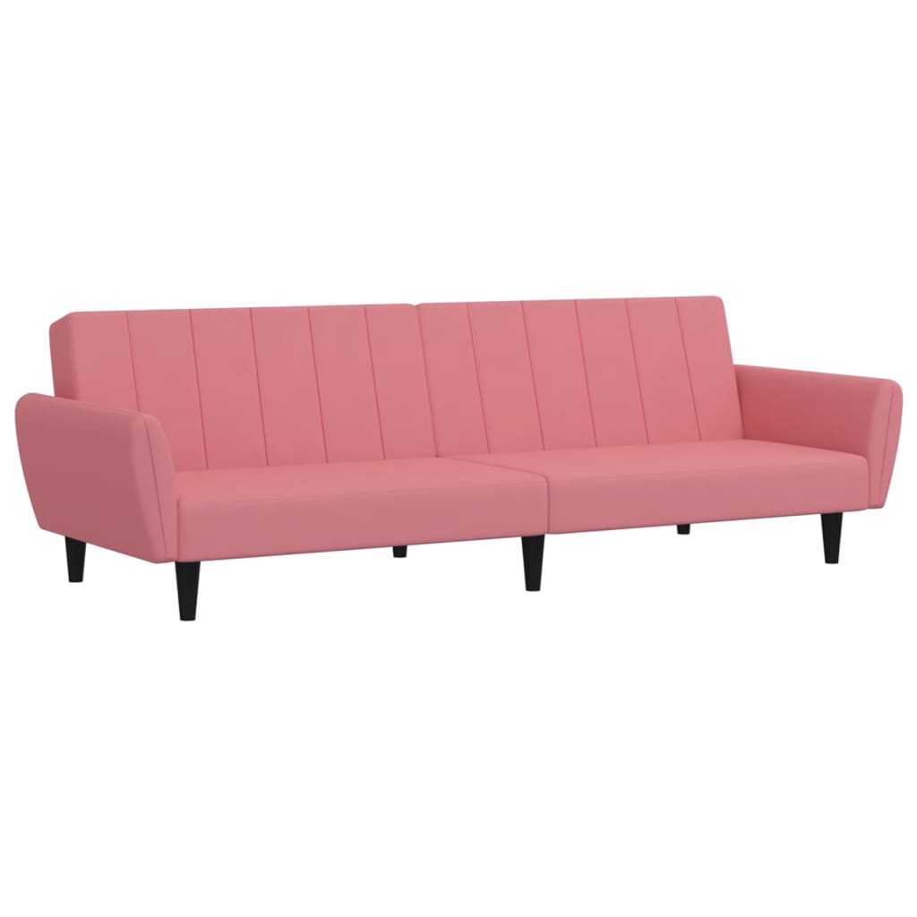 Slaapbank 2-zits fluweel roze
