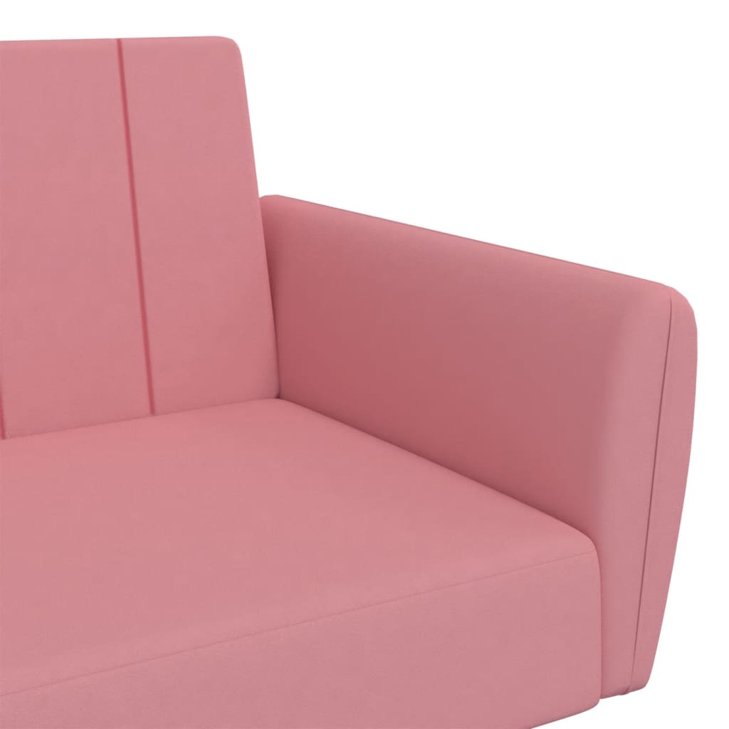 Slaapbank 2-zits fluweel roze