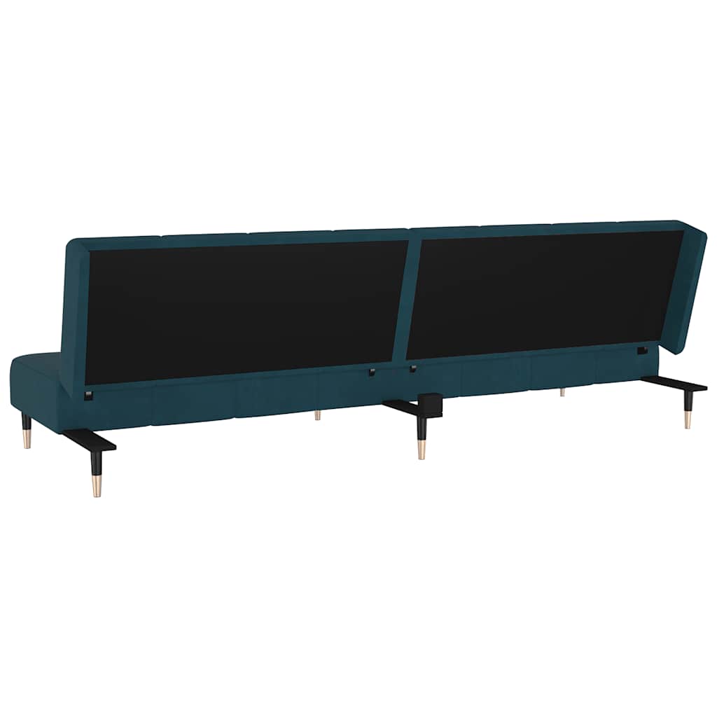 Slaapbank 2-zits fluweel blauw