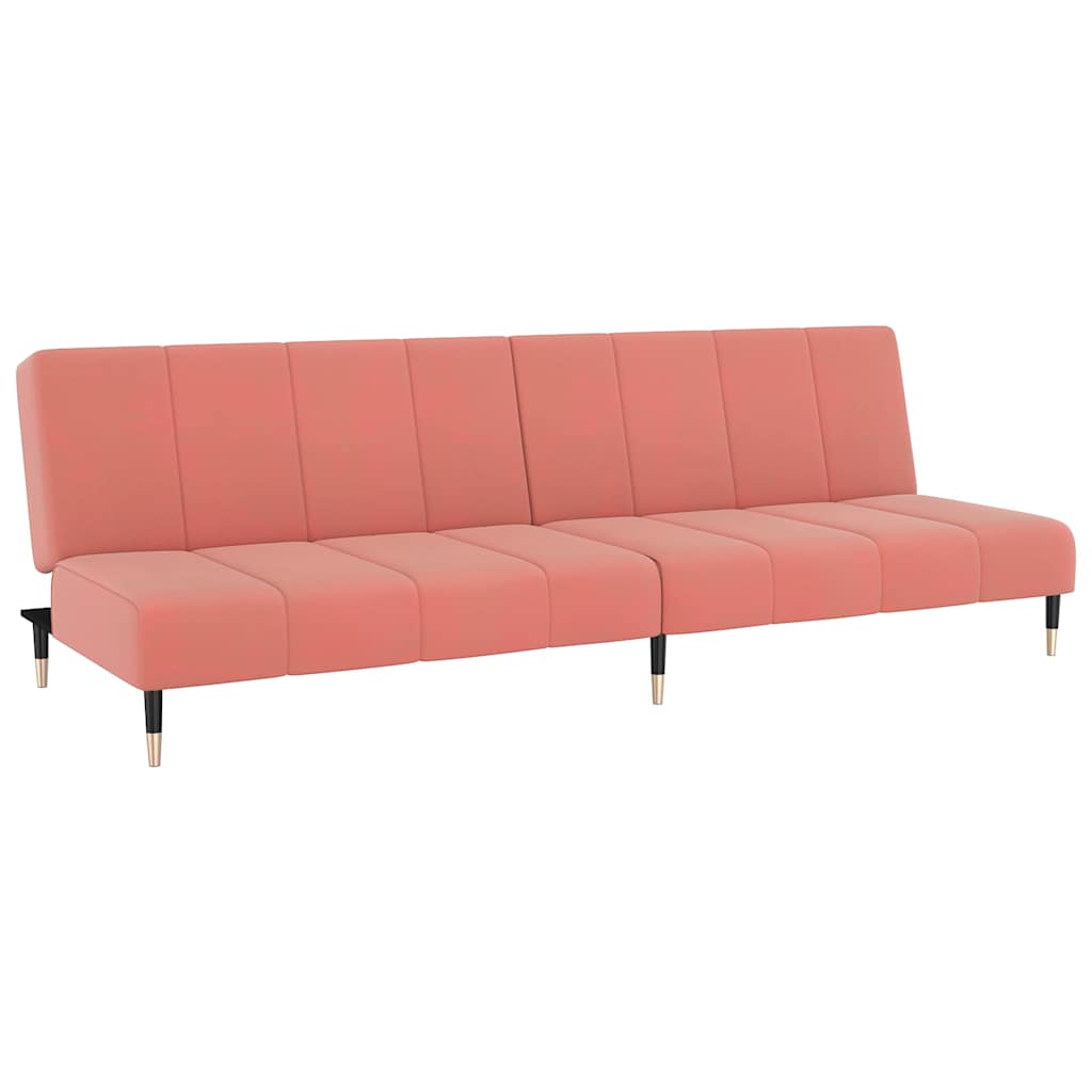Slaapbank 2-zits fluweel roze