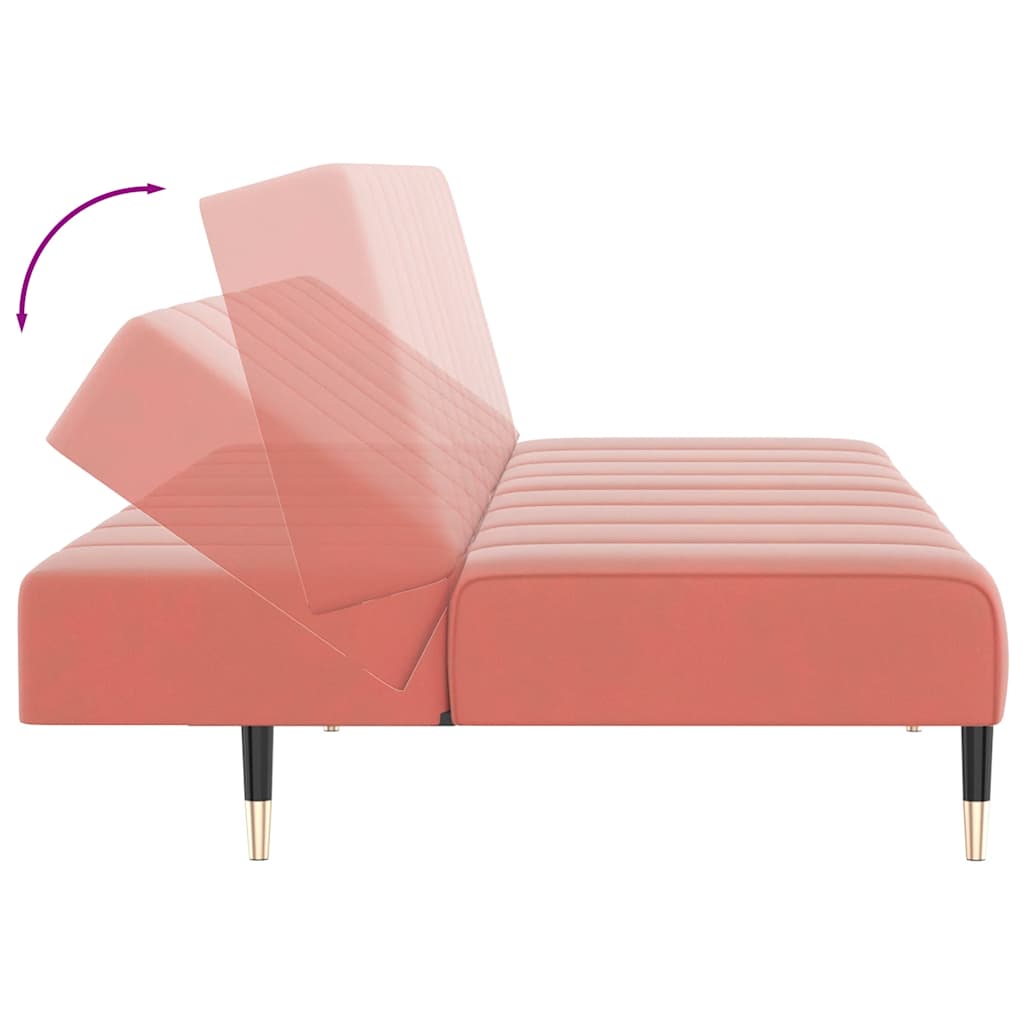 Slaapbank 2-zits fluweel roze