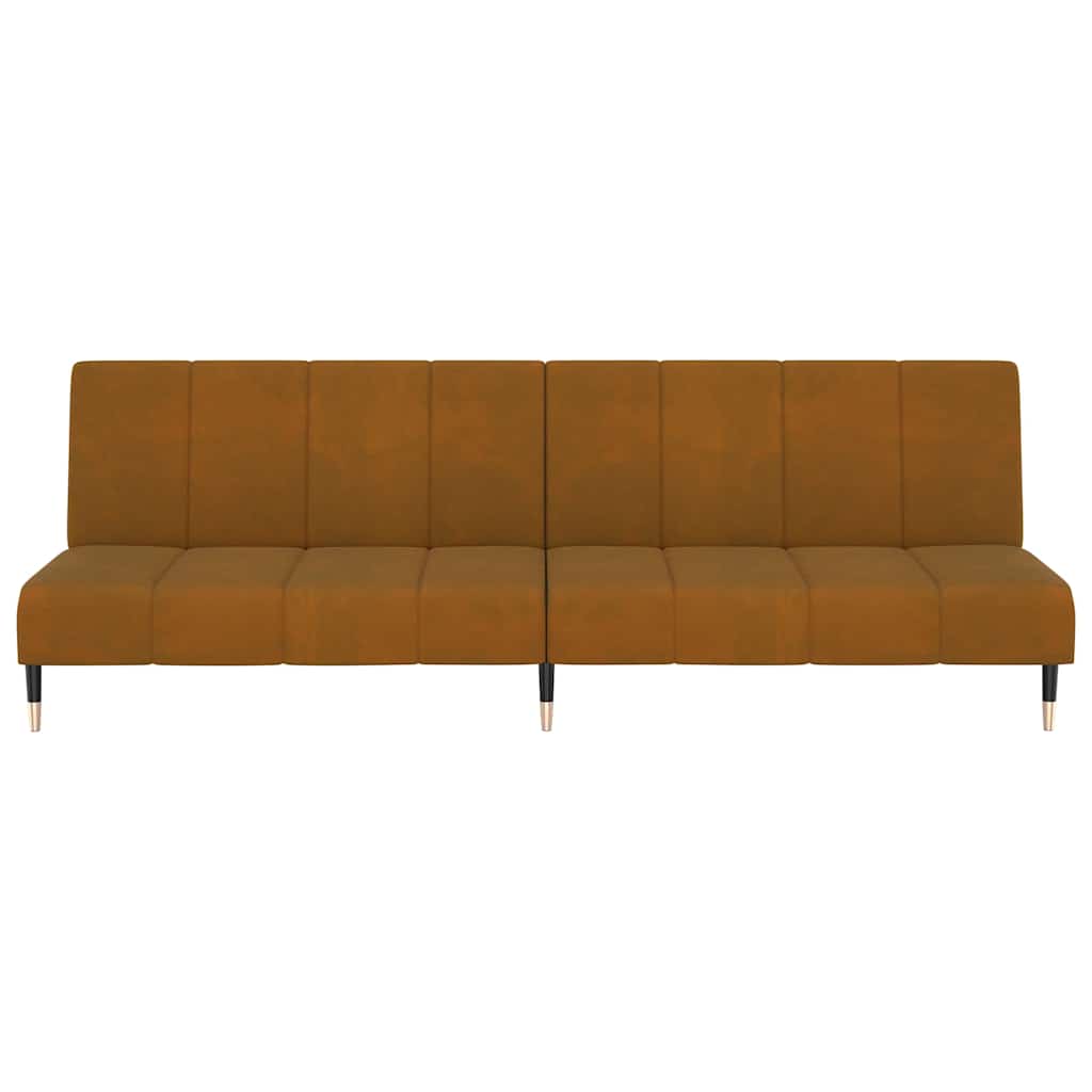 Slaapbank 2-zits fluweel bruin