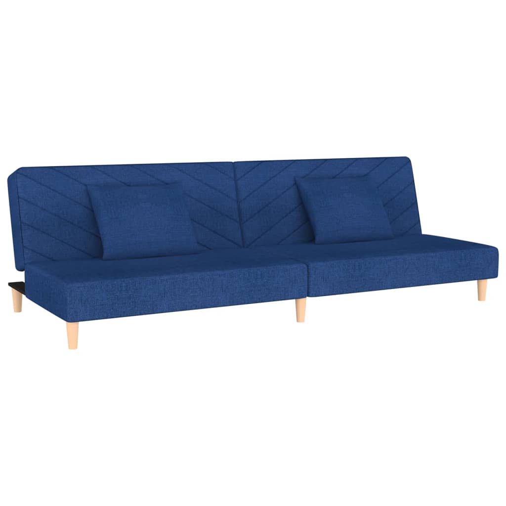 Slaapbank 2-zits met 2 kussens stof blauw