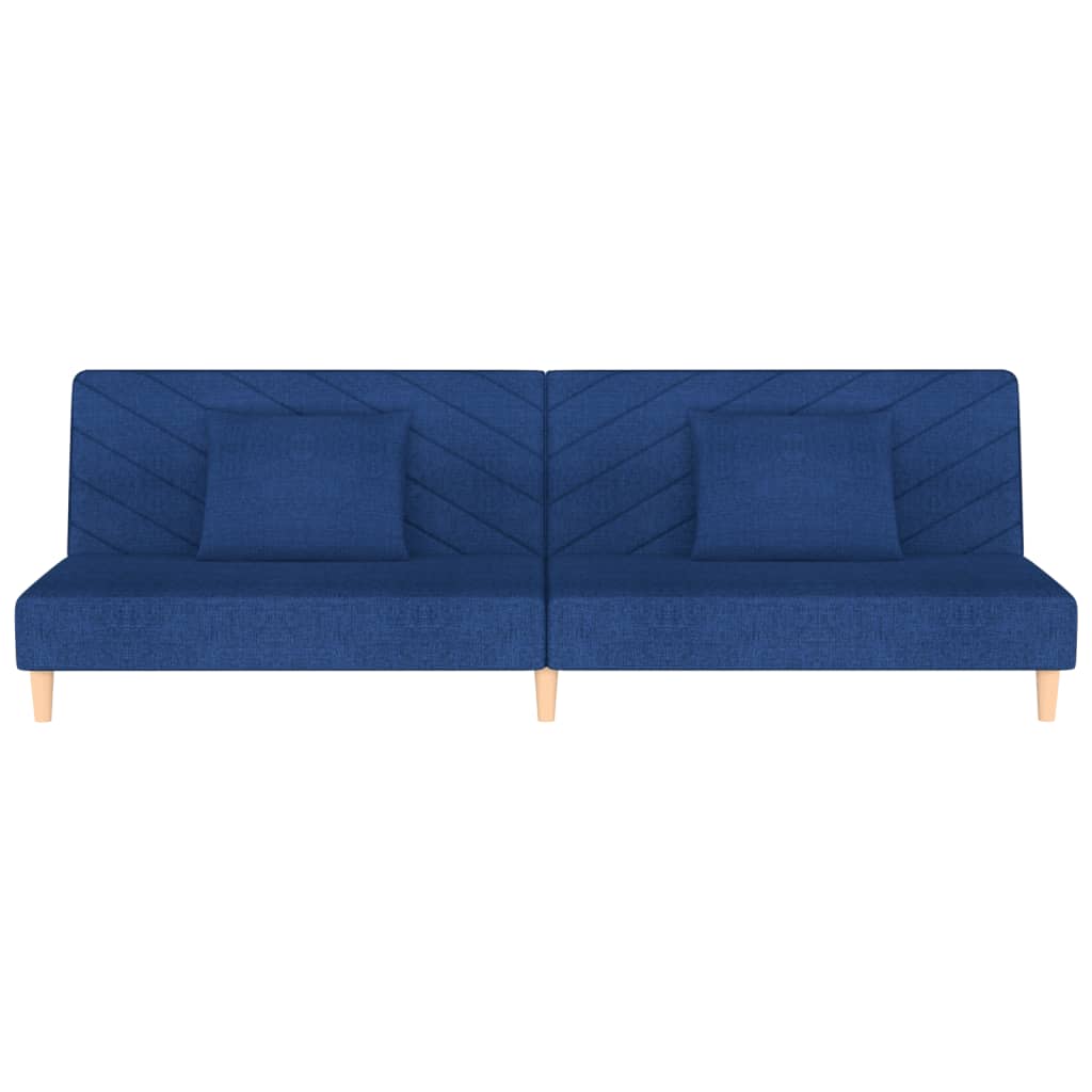 Slaapbank 2-zits met 2 kussens stof blauw