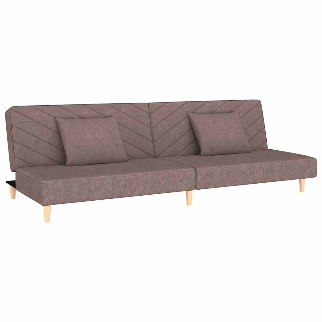 Slaapbank 2-zits met 2 kussens stof taupe