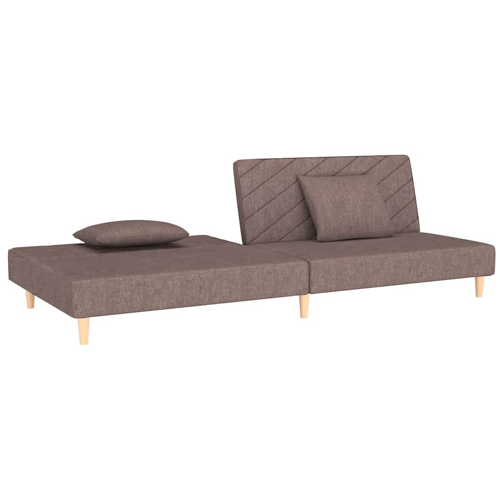 Slaapbank 2-zits met 2 kussens stof taupe