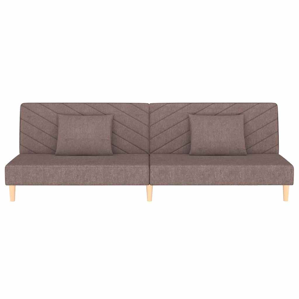 Slaapbank 2-zits met 2 kussens stof taupe